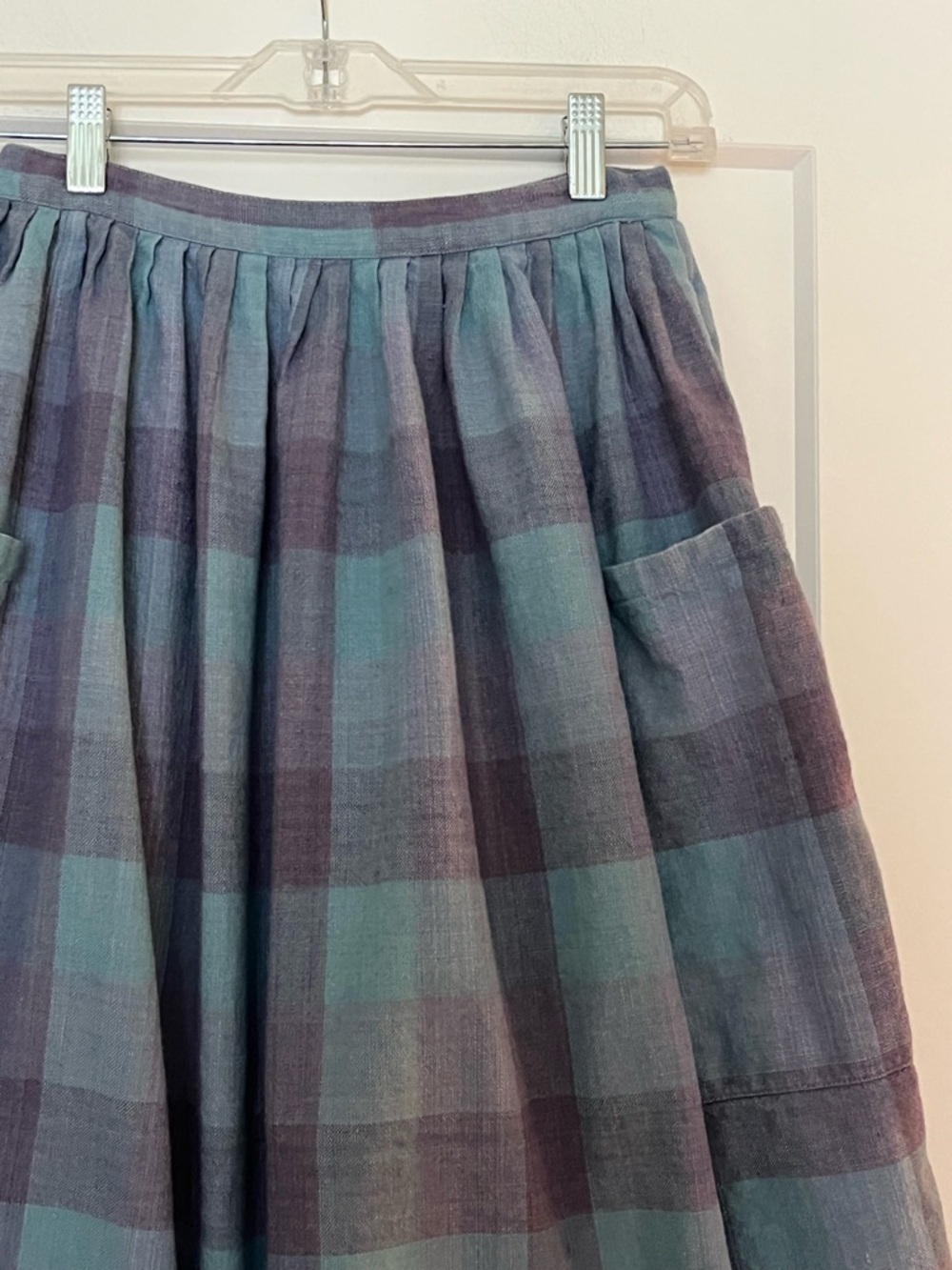 Vintage 100% Cotton Indian Madras Check Midi Skirt XS/S - Picture 2 of 6